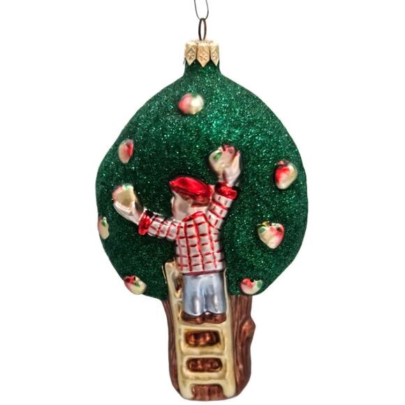 Patricia Breen Apple Tree Boy Glittered Tree Red Shirt Summer Christmas Ornament - Picture 1 of 12